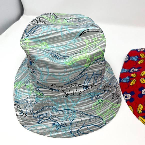 Mickey Mouse Dinosaur Toddler Boy Reversible Beach Sun Hat Bundle - Picture 3 of 6